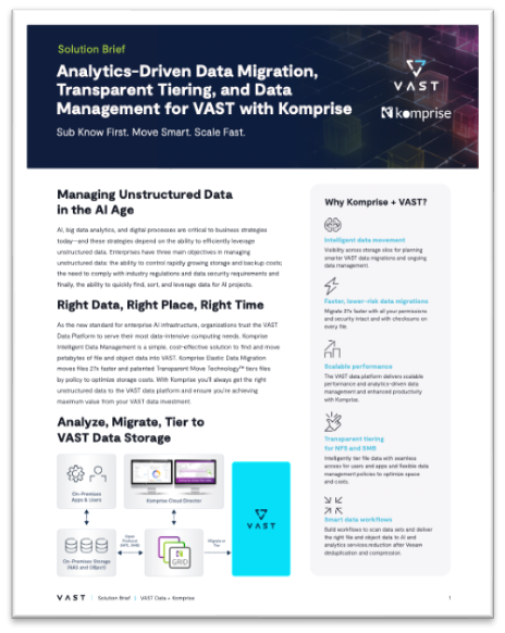 Komprise Intelligent Data Management for VAST Data